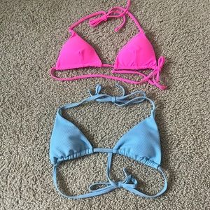 Blue and pink bikini tops never worn